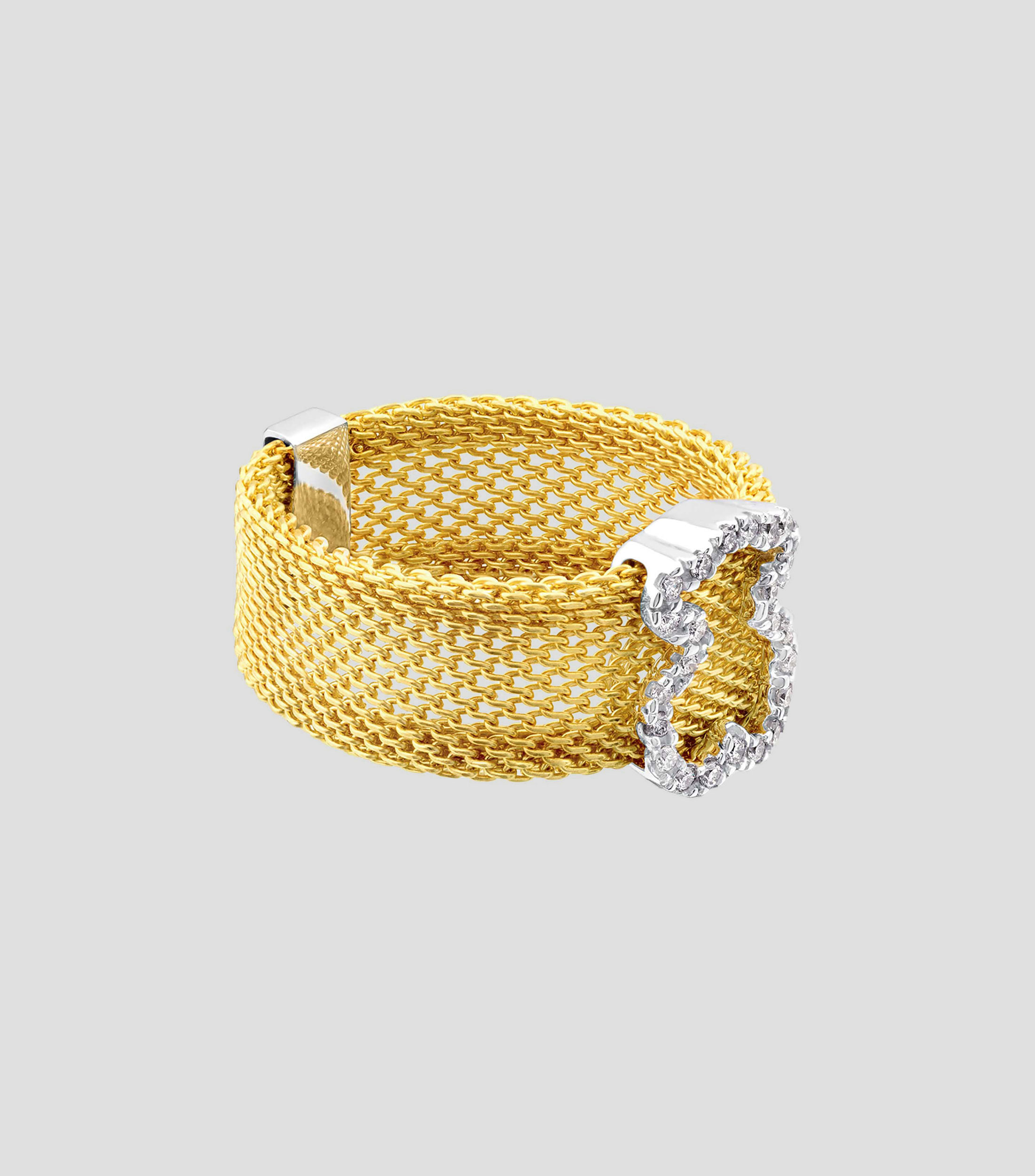 Anillo Icon Mesh en Oro con Diamantes Mujer